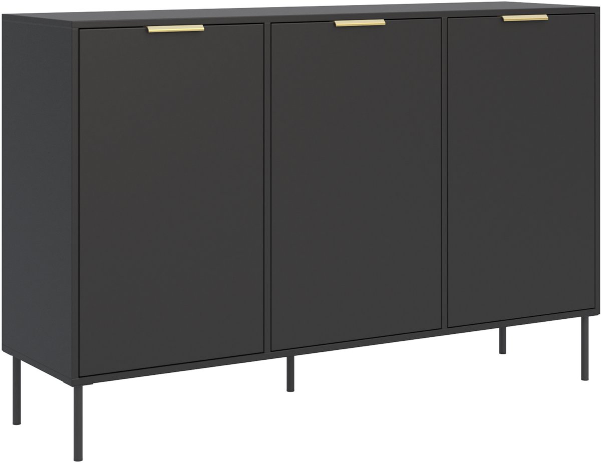 Selsey Vena - Dressoir met 3 deuren, Zwart, 150 cm