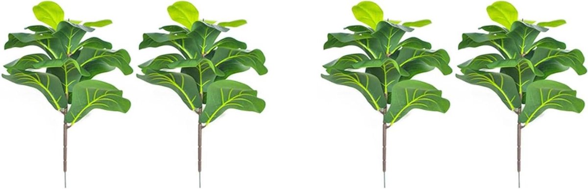 Kunstplant Vijgenboom - Faux Planten - Binnen Decoratie - Onderhoudsvrij - 4 Stuks - Groen