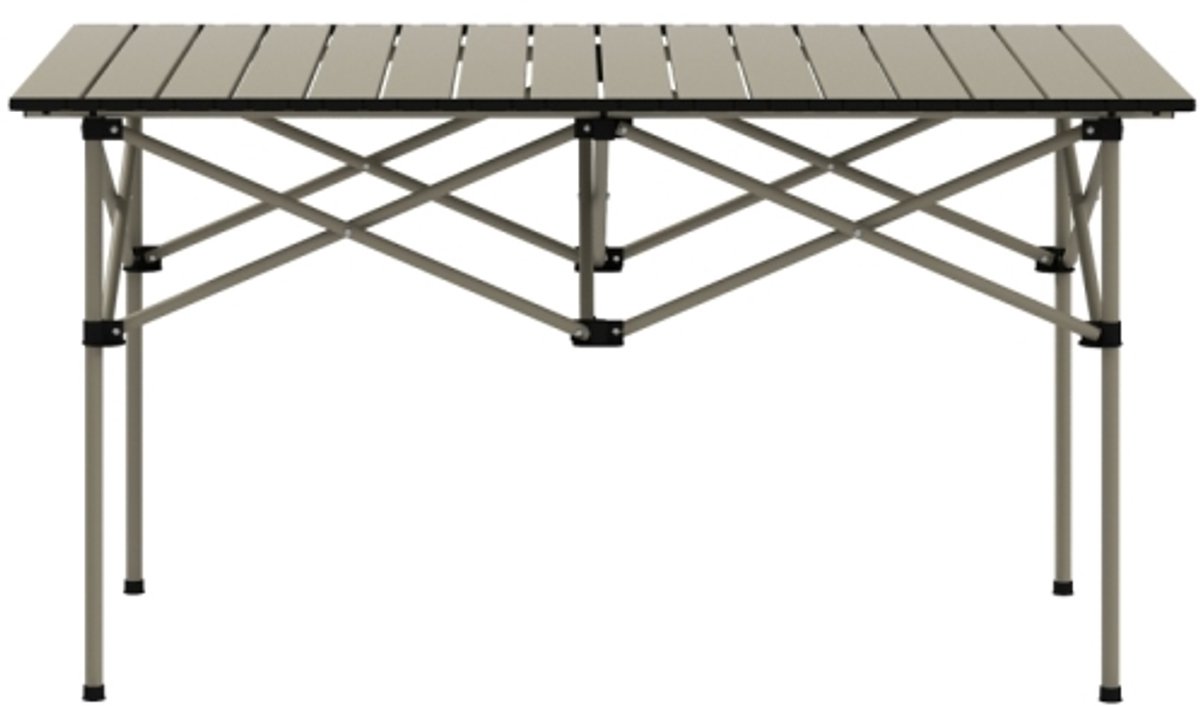 Campingtafel - Klaptafel met oprolbaar tafelblad - Tuintafel van aluminium licht - Bijzettafel - Opvouwbare tafel voor tuin, balkon en camping - Khaki
