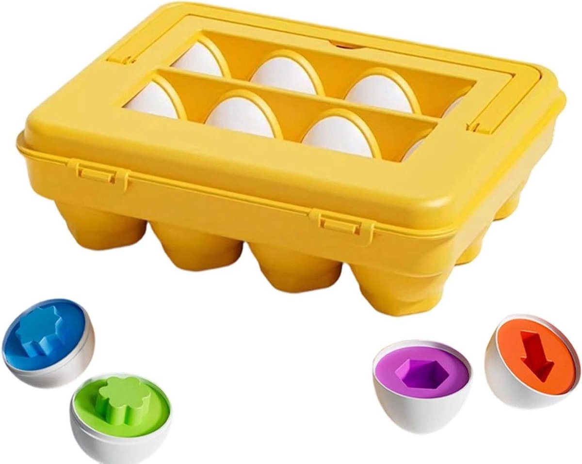 Kleursorteer Speelgoed - Educatieve Eieren - Leren Spelenderwijs - Vorm & Kleur Herkenning - 21 x 16 x 7 cm