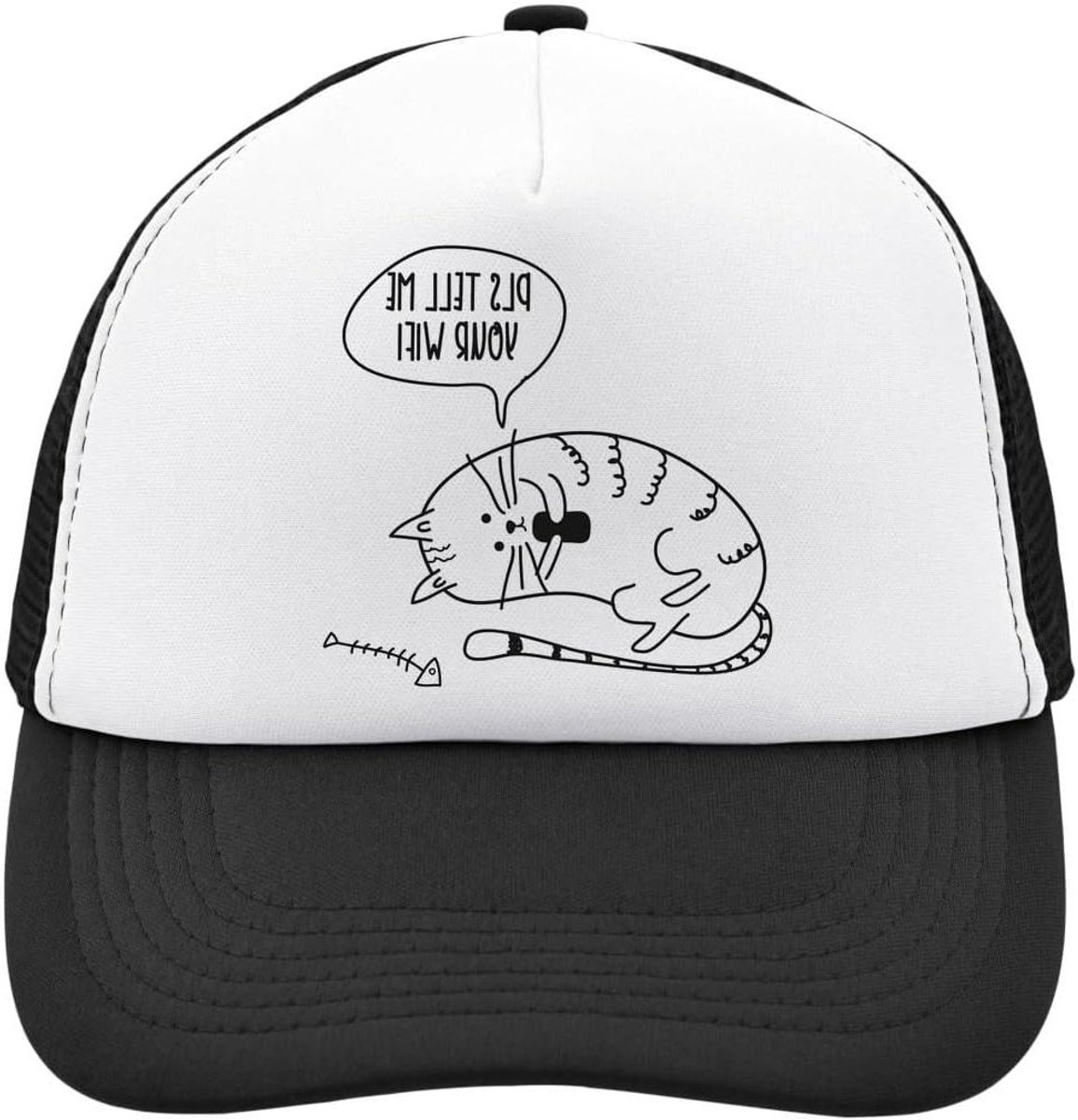 Mesh Trucker Cap - Snapback Hoed - Casual Draag - Verstelbare Pasvorm - One Size - Wit Zwart