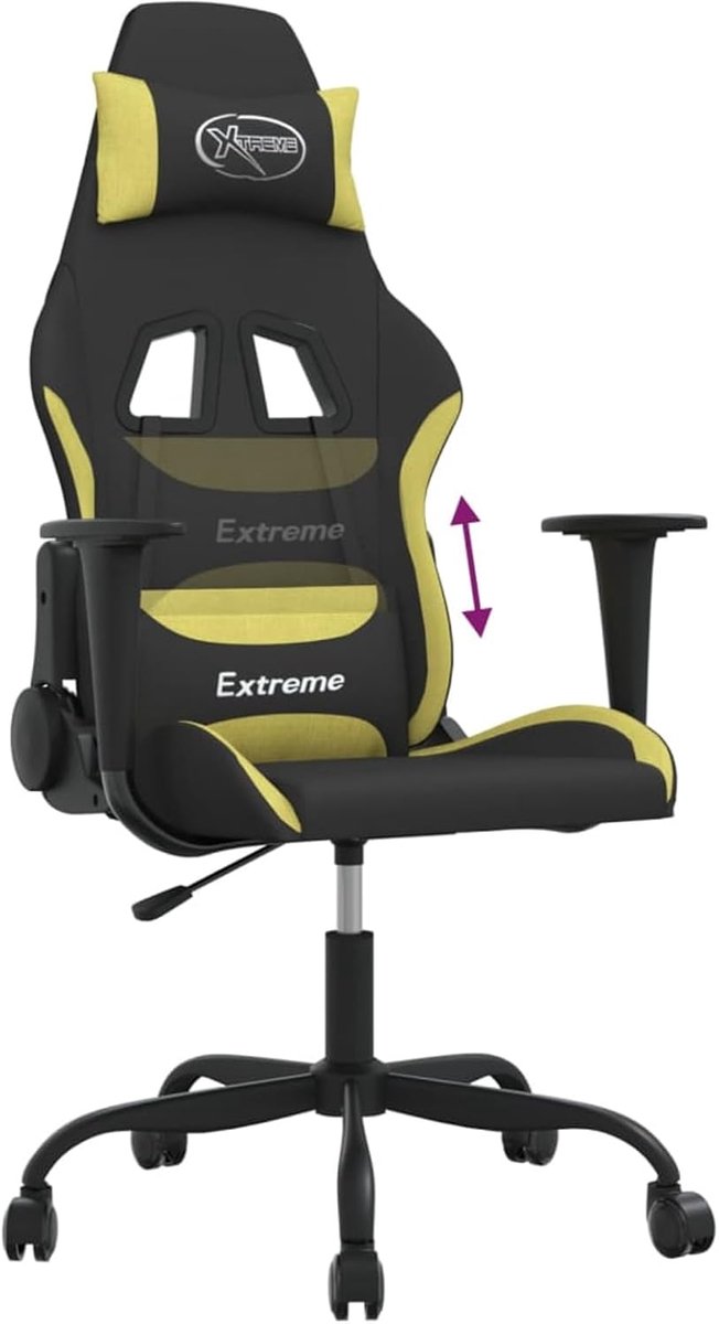 Gaming Stoel - Race Stoel - Comfortabel Gamen - Ergonomisch Ontwerp - 50.5 x 50 x 20.5 cm - Zwart Lichtgroen — afbeelding 4