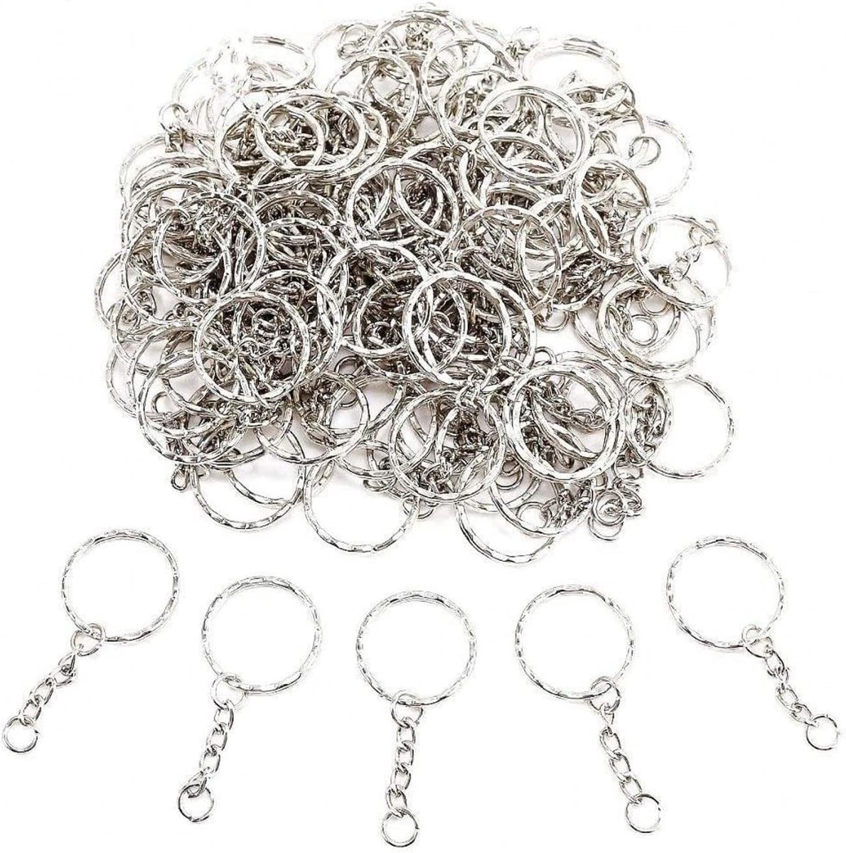 Dailygoods- Sleutelhangers 100x - Metalen 25mm - Link Ketting - Mini Open Jump Ringen - Voor Auto/Huis/Werk - Hoogwaardig Materiaal - Sleutelring