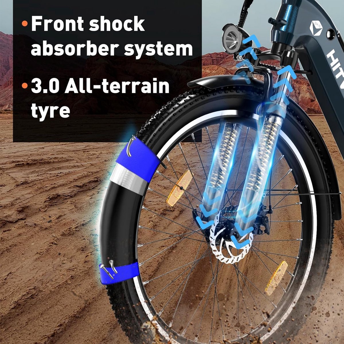 Hitway Elektrische Fiets BK16 - Trendy 26*3.0 Inch City Commuter EBike met Afneembare 48V 18Ah Lithium Batterij - Mountain E-Bike met 250W Motor - 7 Versnellingen - IP54 Waterdicht – foto 8