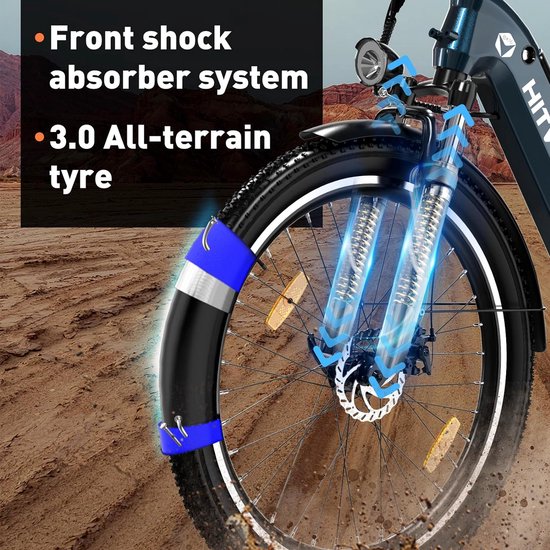 Hitway Elektrische Fiets BK16 - Trendy 26*3.0 Inch City Commuter EBike met Afneembare 48V 18Ah Lithium Batterij - Mountain E-Bike met 250W Motor - 7 Versnellingen - IP54 Waterdicht — afbeelding 4