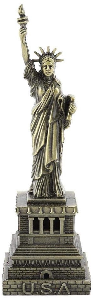 Dailygoods- Vrijheidsbeeld Metalen Sculptuur - Decoratief Beeldje - Souvenir Woondecoratie - Hoogwaardig Materiaal - Afmetingen 15 cm - Schokbestendig