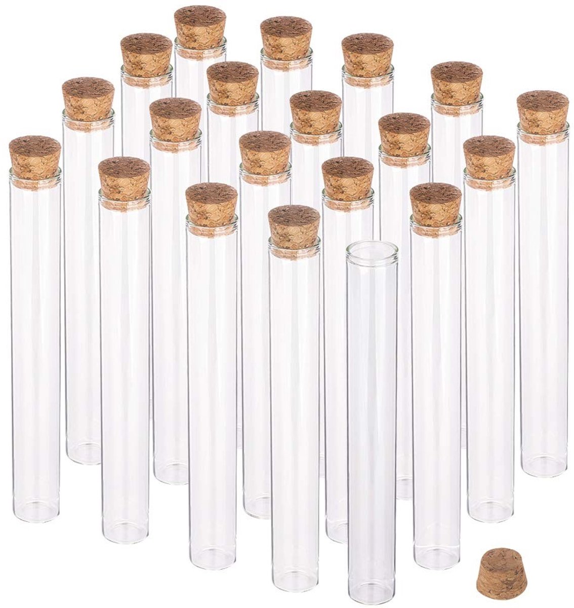 Dailygoods- Reageerbuisjes 40 ml met kurkstop - Glazen Flessen - Mini-Flessen - 15 Stuks - Voor Laboratorium/Feestartikelen - Creatieve Decoraties