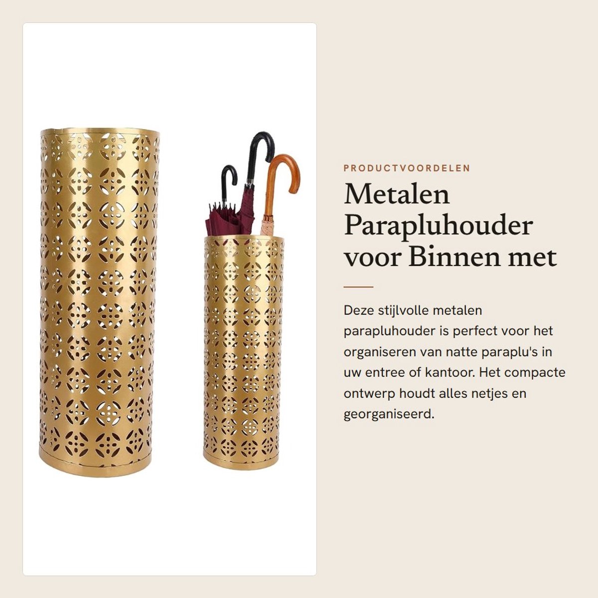 Dailygoods- Paraplubak Compact - Metalen Parapluhouder - Ruimtebesparend Ontwerp - Hol Ontwerp - Geschikt voor Thuis/Kantoor - Stijlvolle Uitstraling — cadeau in Wonen & Interieur - foto 5
