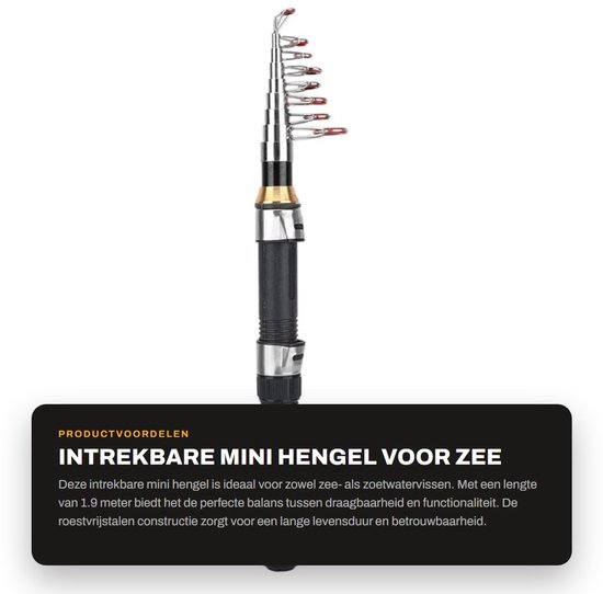 NTH products- Hengel Intrekbaar 1.9M - Roestvrij Staal - Draagbaar - Antislip Handgreep - Voor Zee/Zoutwater en Zoetwater Vissen - Stevig en Duurzaam - Visstok van Nth Products — afbeelding 4