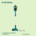 De doos bevat een elektrische onkruidborstel, een staalborstel en een nylon borstel.