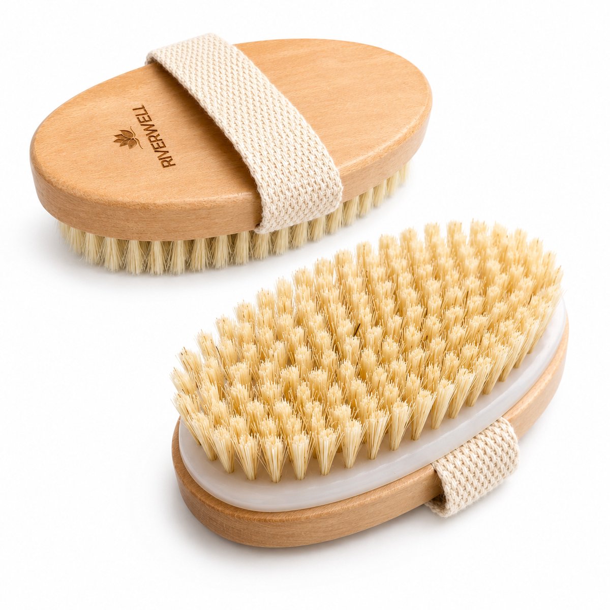 Riverwell Dry brushing huidborstel - Lichaamsborstel - Droogborstel - Natuurlijke haren - Badborstel - Doucheborstel - Massageborstel