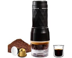 Draagbaar koffiezetapparaat - draagbare espressomachine, 3-in-1, draagbare koffiemachine, warm/koud water, handmatige espressomachine voor capsule en grondhandpers, brouwer, wandelen, reizen