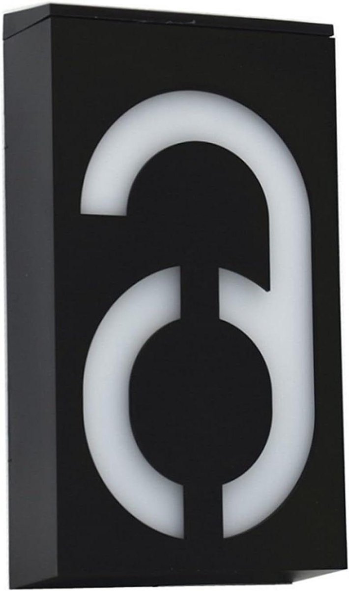 Huisnummer Bord - Adresplaat Deur - Buiten Verlichten - Zonne-energie Werking - 178x98mm - Zwart