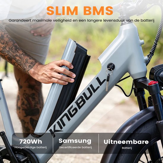 Maxtron Voyager 2.0 Elektrische Fiets - 48V 15Ah Samsung Accu - Bafang 250W Motor - 20 x 4.0 Inch Fatbike Banden - Actieradius 90-100 km - Hydraulische Schijfremmen Voor en Achter - Koppelsensor - Shimano 7 Versnellingen - Grijs van Maxtron — afbeelding 5