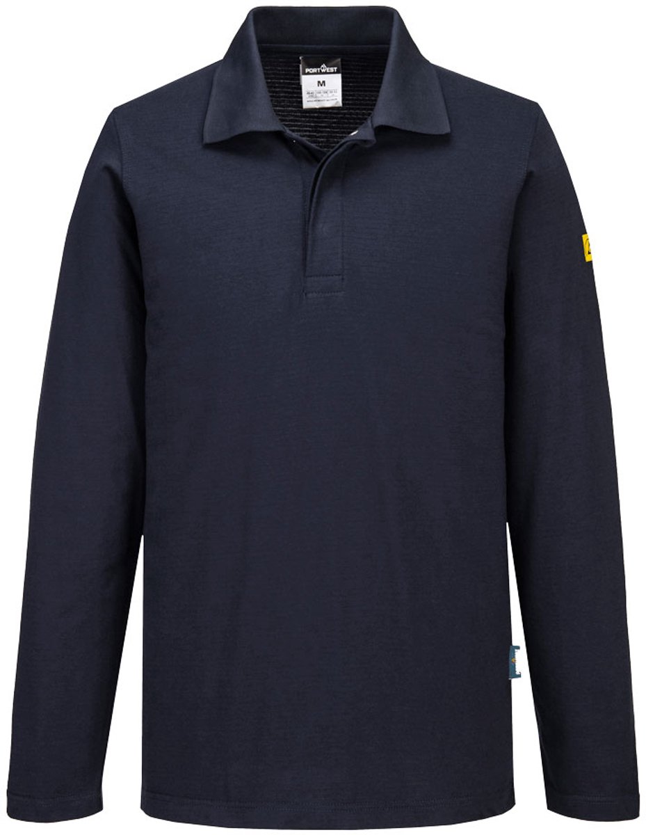 Portwest Anti-statische ESD Polo Lange Mouw AS23 - Marine - XXL