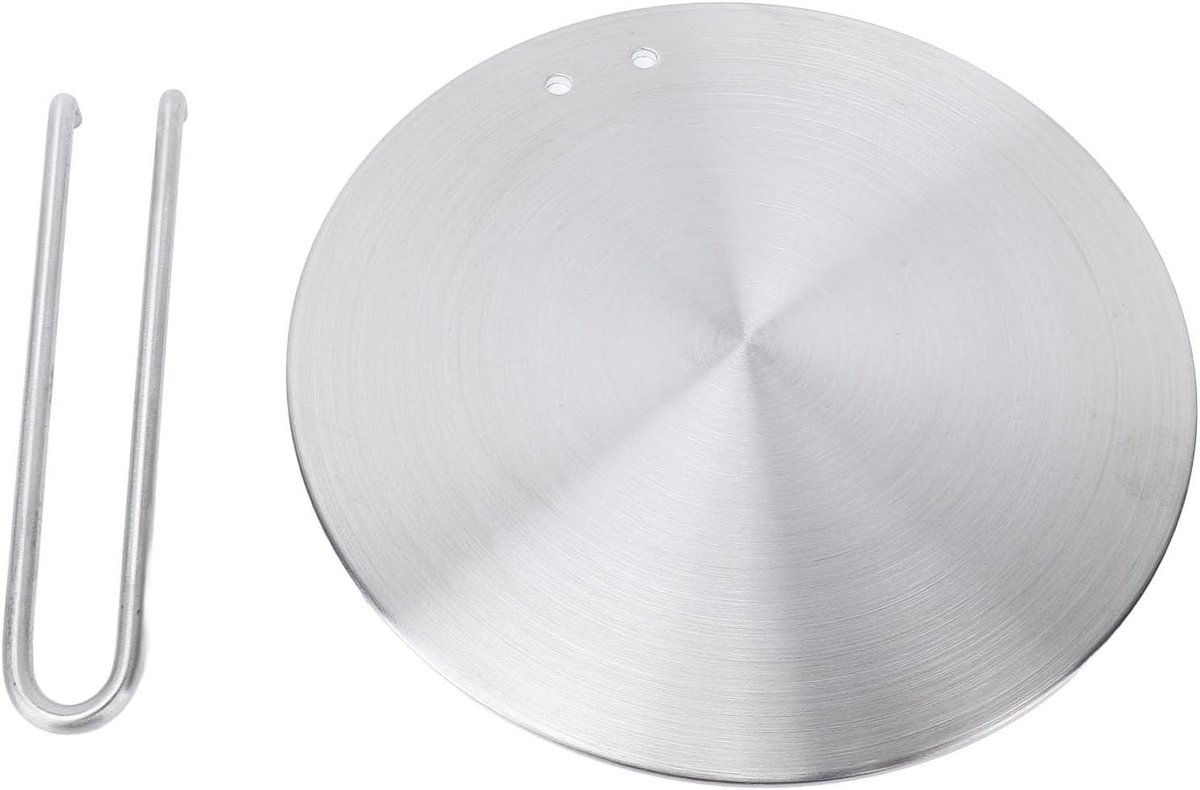 Warmteverdeler Plaat Inductie Adapter Gelijkmatig Koken Afneembare Handgreep 22 cm Diameter Zilverkleurig