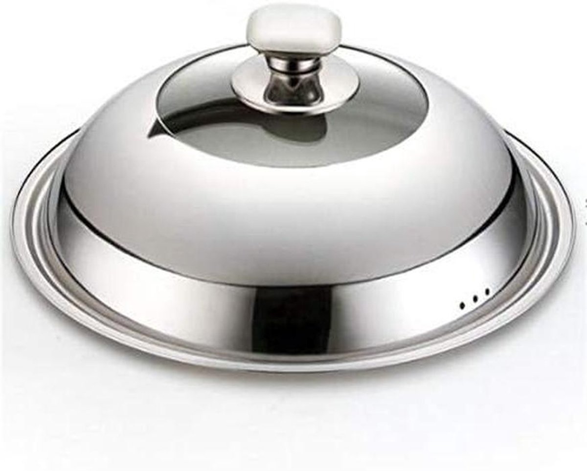 Pan Deksel - Pot Deksel - Zichtbaar Koken - Hittebestendige Handgreep - 32 cm - Zilver