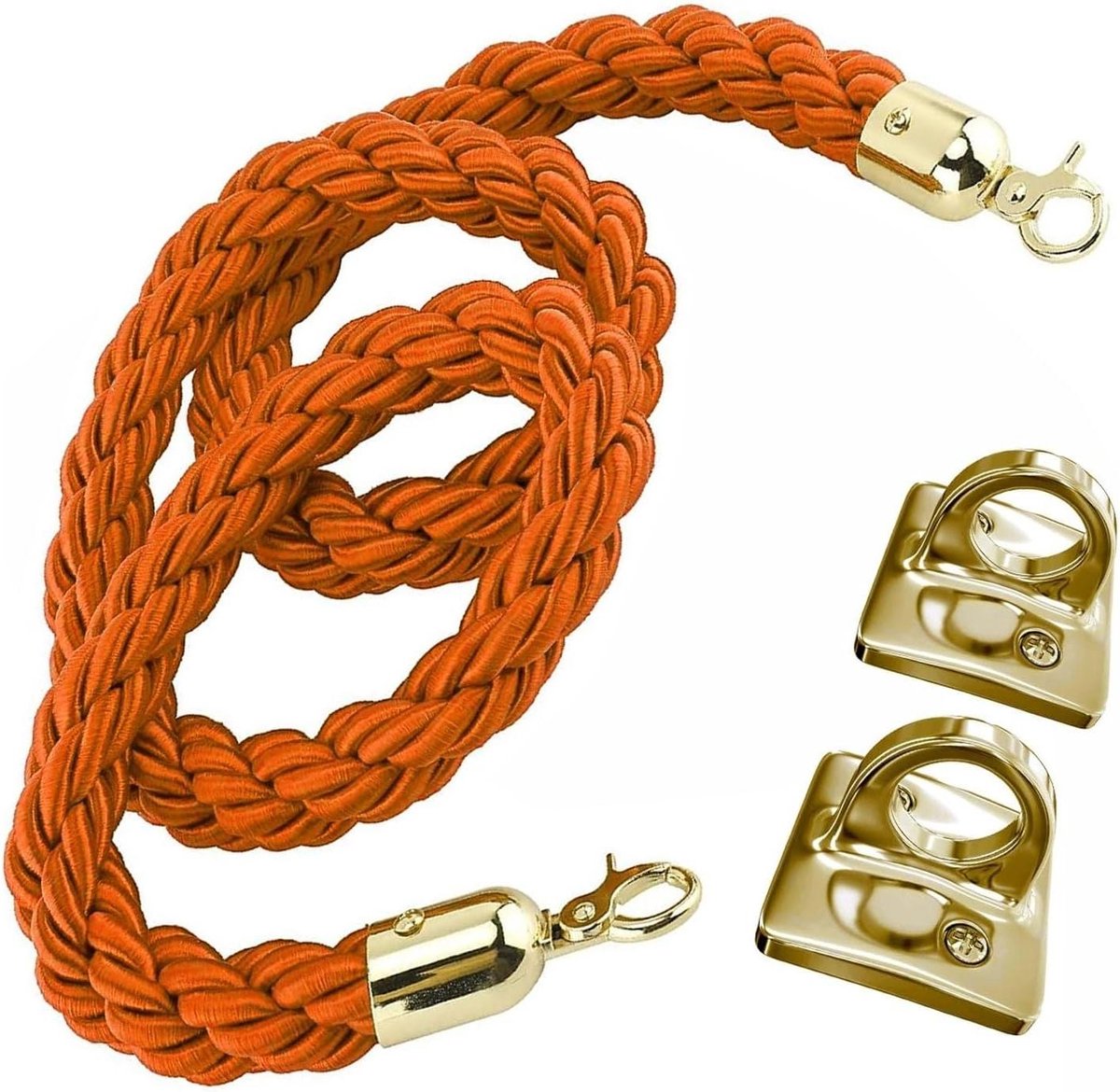 Gevlochten paaltouwen - Scheidingslijnen - Medebeheersing - Met karabijnhaken - Diverse lengtes - Oranje