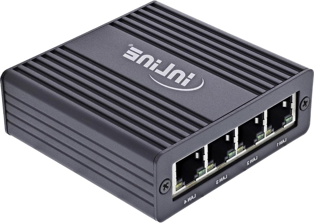 Netwerkadapter - LAN poorten - Netwerk uitbreiding - Vier Gigabit poorten - 7 x 7.2 x 2.3 cm - Zwart