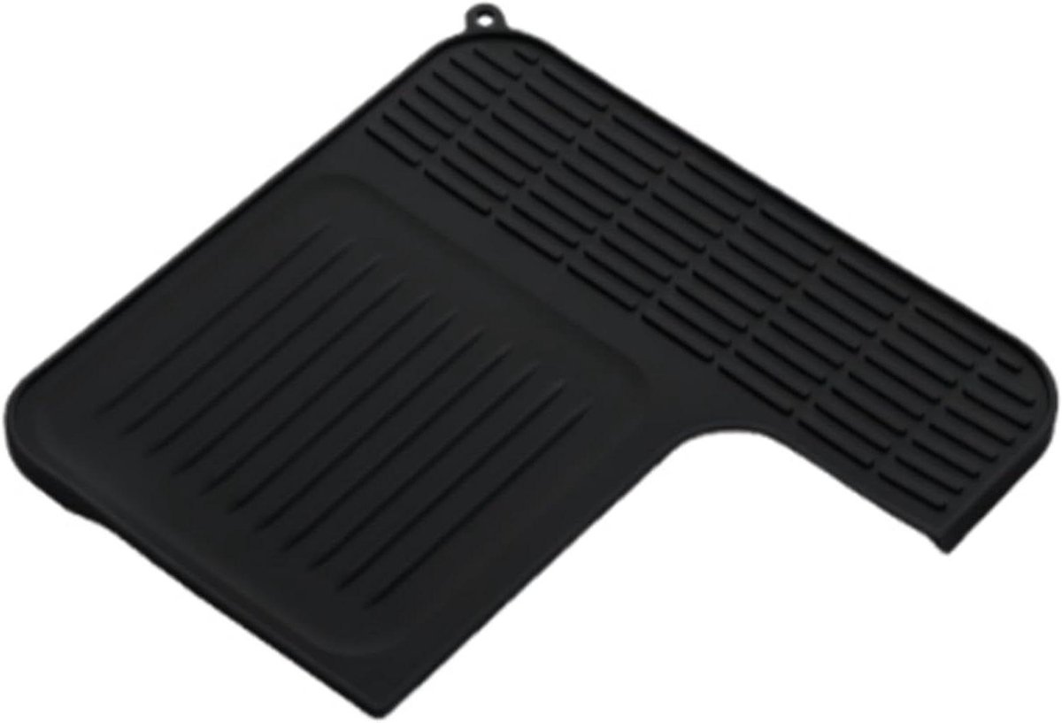 Koffie Corner Mat - Antislip Onderlegger - Koffie Bereiden - Waterdicht Siliconen - 32x30 cm - Zwart