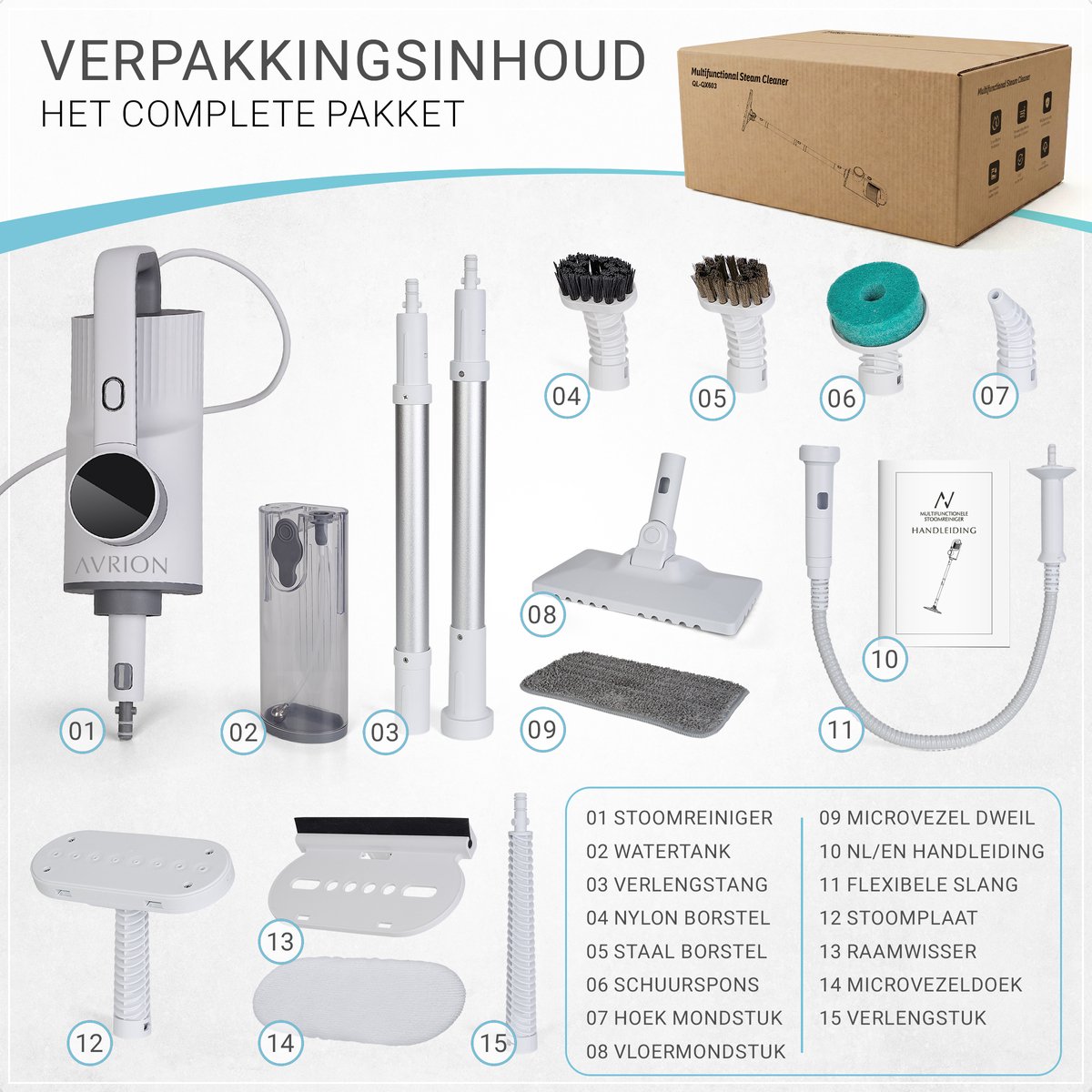 AVRION Stoomreiniger 11-in-1 – 8 Meter Kabel – Stoommop & Handstomer – 400ML – Elektrische Dweil – 1500W – Vloer, Badkamer, Ramen, Bank & Textiel – foto 6