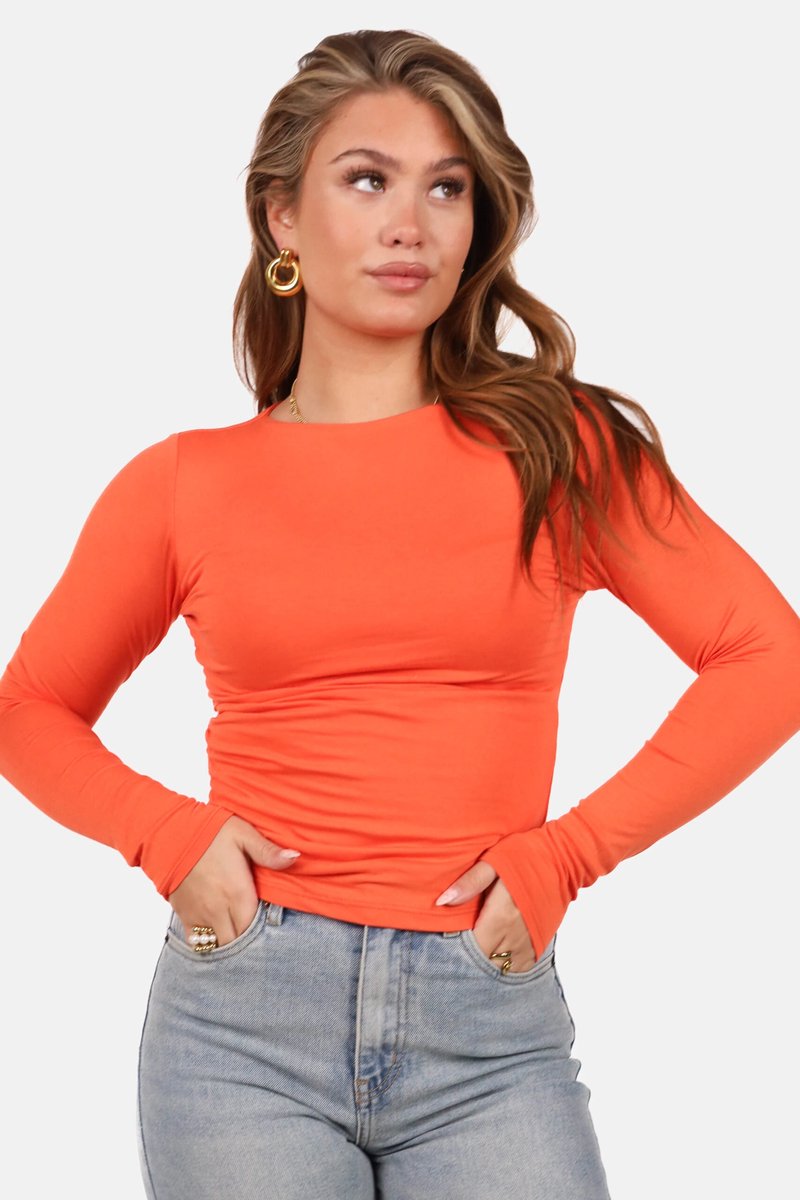 Getdrezzed Top - Maat: XL - Dubbel gevoerde top met plooidetail oranje