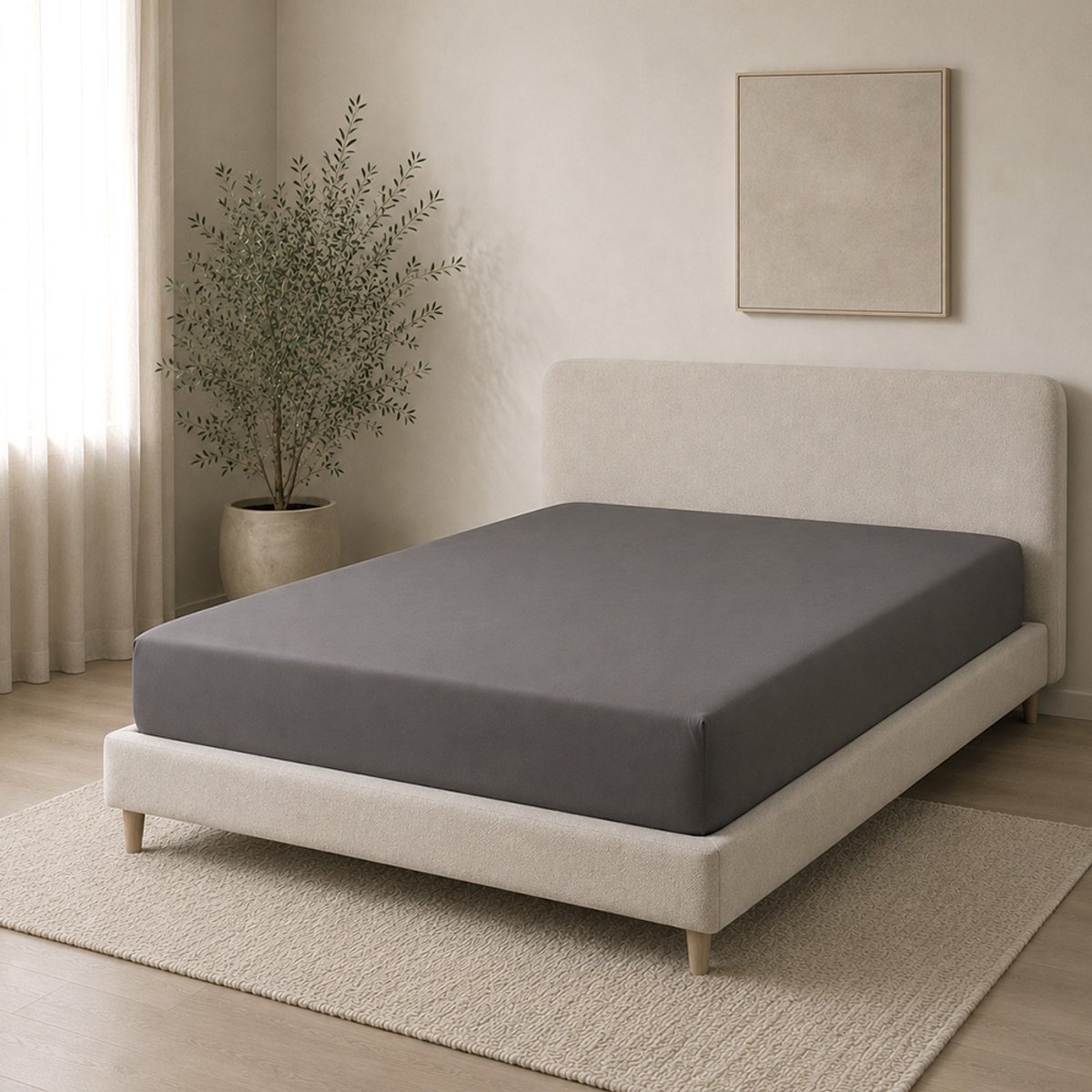 Amstelinen Hoeslaken 180x200 – Premium Hotelkwaliteit – TENCEL™ Lyocell Sateen – Moonstone Grey – Tweepersoons – Koeler Slapen, Zacht, Ademend & Hypoallergeen