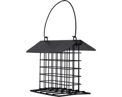 Suet Houder Vogelvoeder - Voederbak Hangend - Vogels Voeren - Regenbestendige Hoes - 15.5 x 13 x 12.5 cm - Zwart