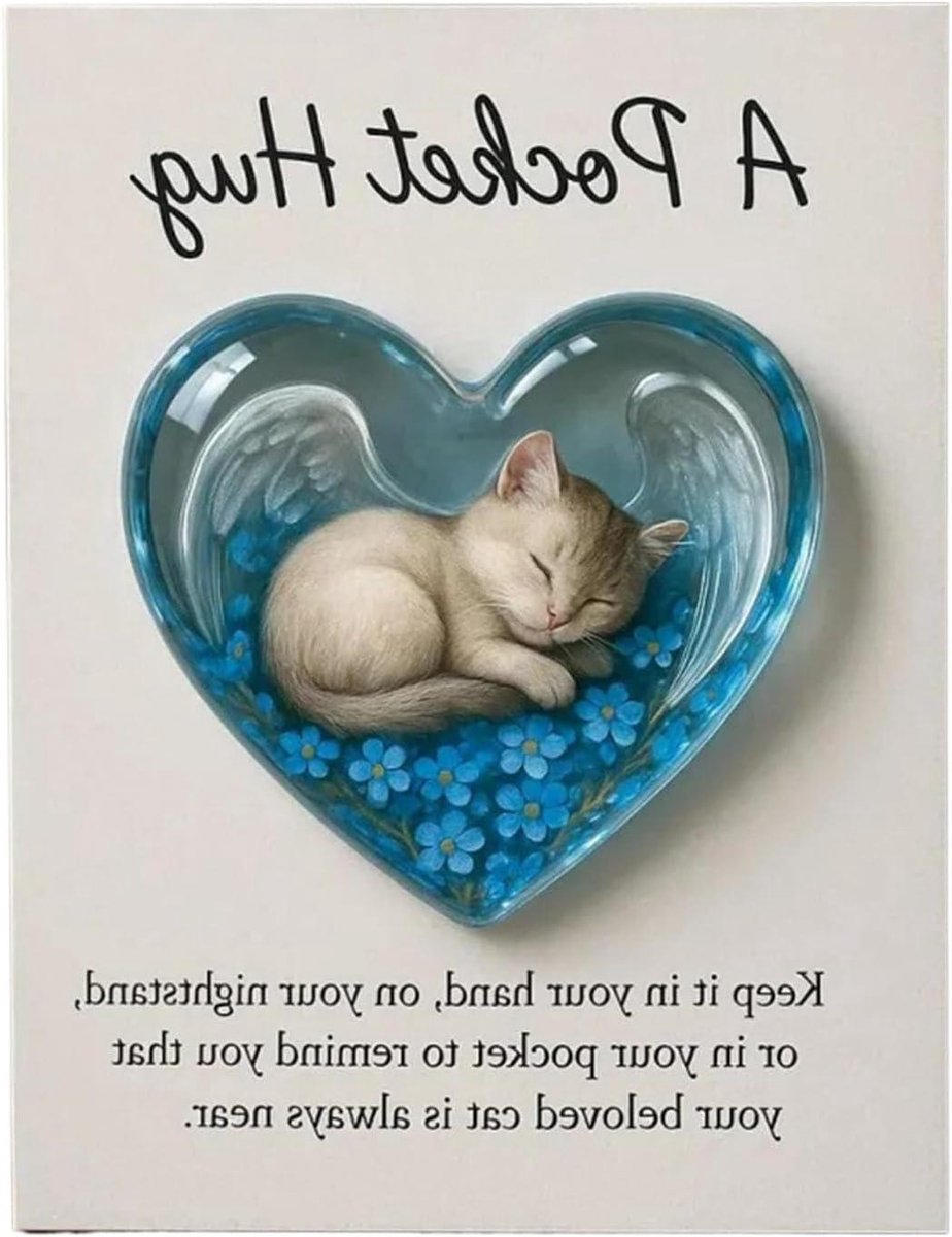 Genérico Cat Keepsake | Heart Shape Card | Motivation Card for Cats for Women, Girls, Teenagers Christmas, Holiday, Sympathy, Encouragement and Support