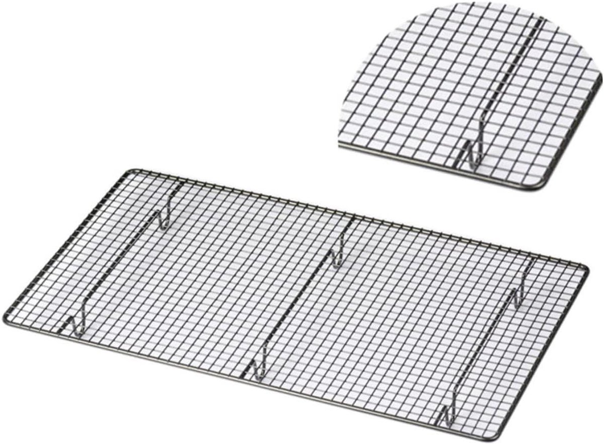 Koekjeskoelrek - Bakrek Taartplateau - Bakken Afkoelen - Antiaanbaklaag - 46 x 26 x 3 cm - Zwart