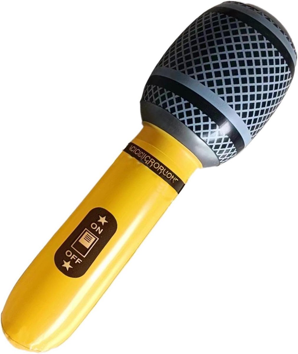 Opblaasbare Microfoon - Muziek Prop - Feestelijke Entertainment - Lichtgewicht PVC - 35 cm - Veelkleurig