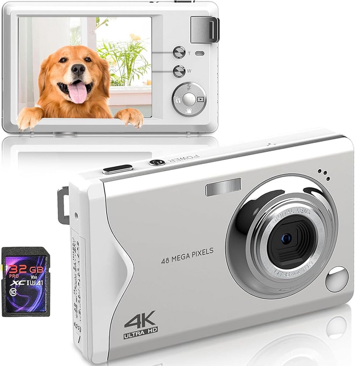 Digitale Camera - Mini Fotocamera - Momenten Vastleggen - 48 Megapixel HD - 32 GB Inclusief - Wit
