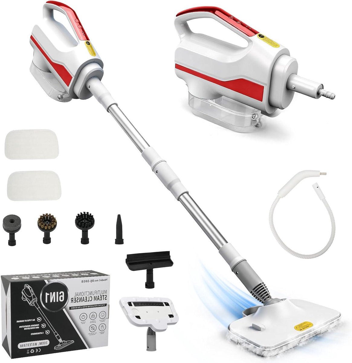 Multifunctionele stoomreiniger - Stoommop allesreiniger - Grondige reiniging thuis - 999% desinfectie - 1500 W - Wit