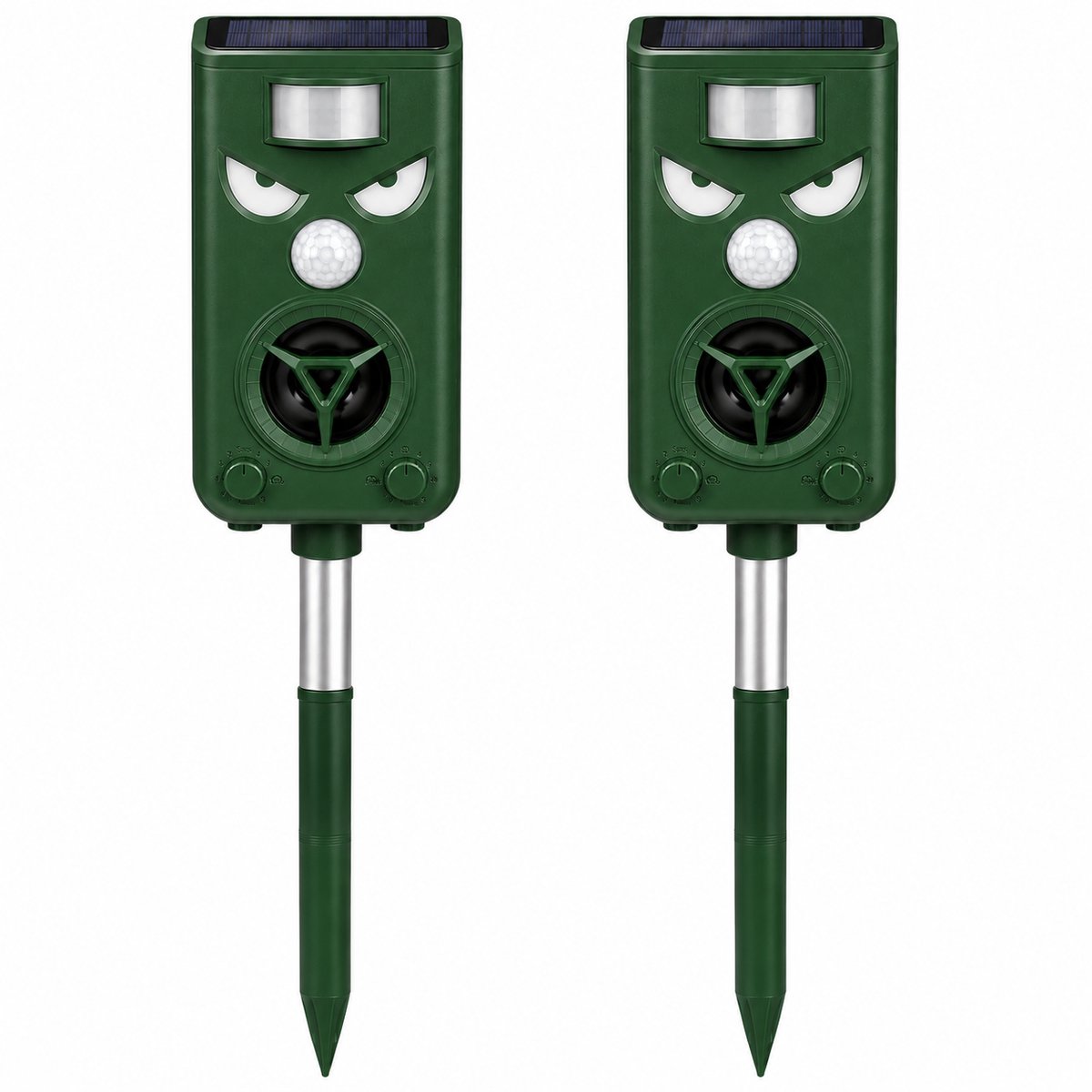 oCreon 2x Ultrasone Kattenverjager - Honden- & Vogelafweer - Zonne-energie & USB Opladen voor Tuin