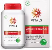 Vitals Vitamine B Complex Actief - 100 capsules. Compleet B-complex met de biologische actieve vormen van B2, B6, B12 en folaat.