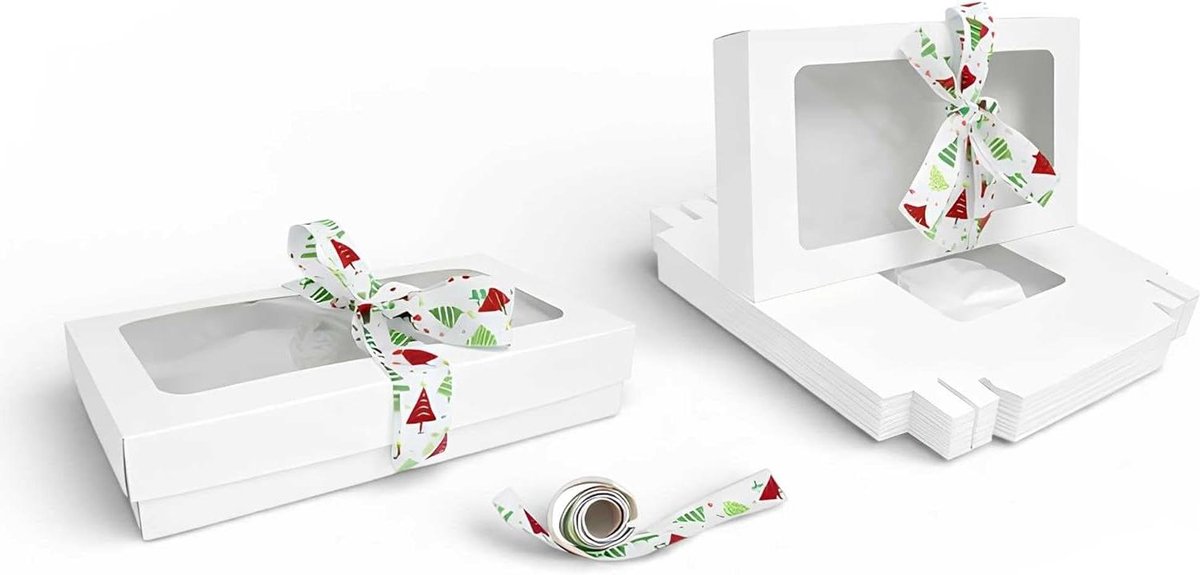 Presentatiedozen Set - Verpakkingdozen Opslagdozen - Cadeaus Inpakken - Rechthoekig Ontwerp - 25 x 15 x 5 cm - Wit
