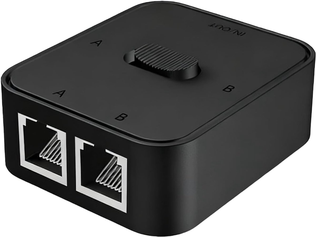 QUOVO® Internet Splitter - Internetkabel - Netwerk Switch - Zwart - 10cm x 5cm x 1cm