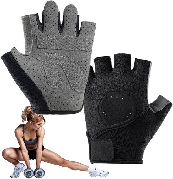 Fitness Handschoenen - Trainingshandschoenen Oefenhandschoenen - Gewichtheffen - Anti-slip Grip - 1 Paar - Zwart — afbeelding 5