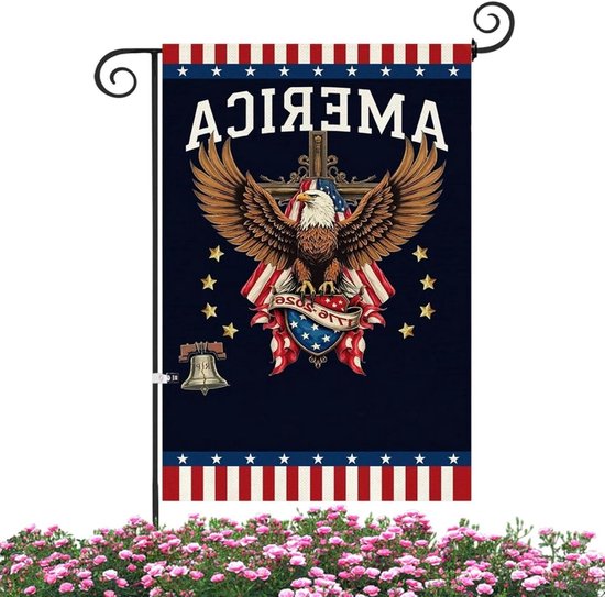 Amerikaanse Tuinvlag - Patriottische Banner - Feestelijke Decoratie - Duurzaam Buitenmateriaal - 30 x 45 cm - Rood Wit Blauw