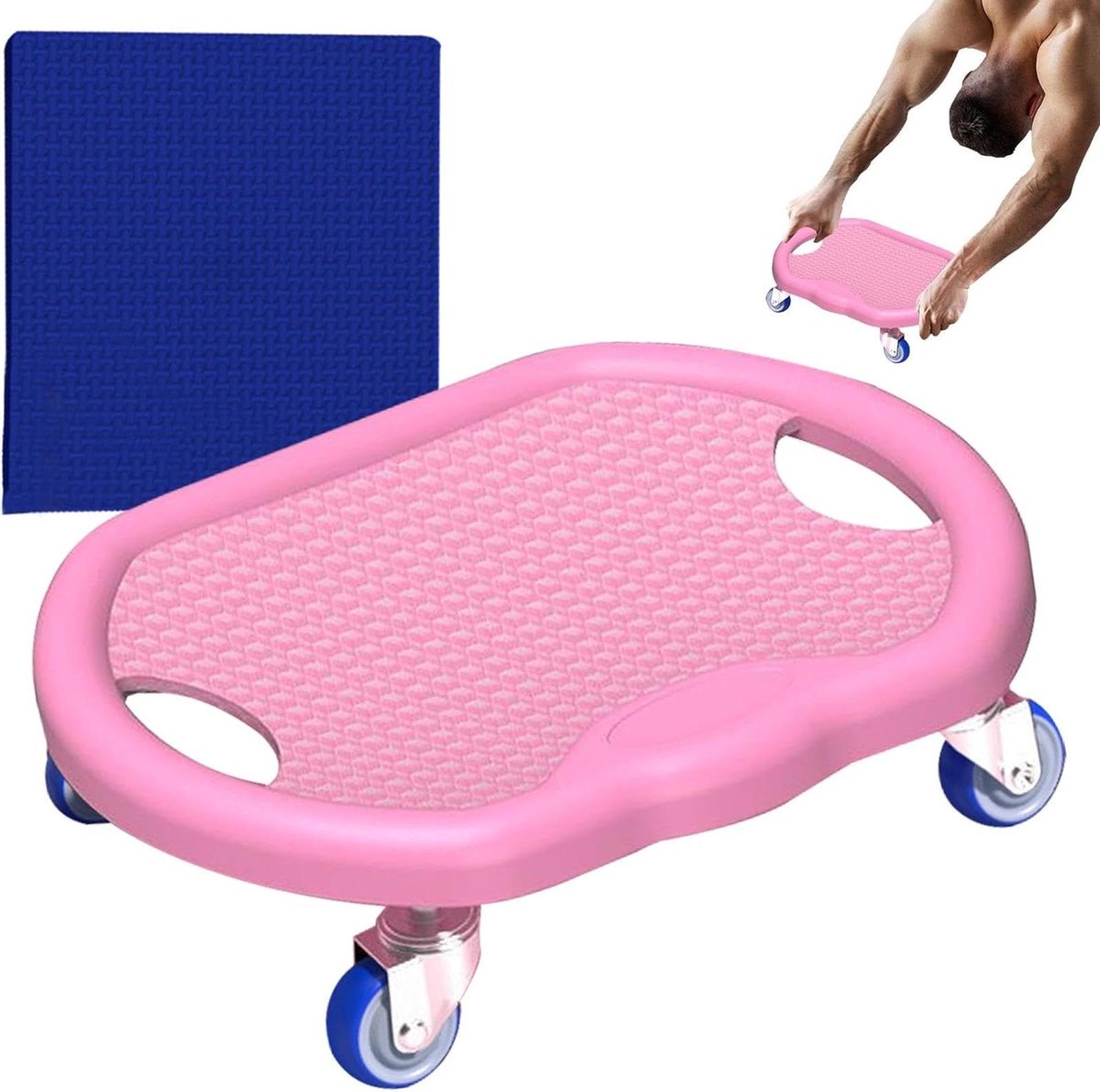Buikspierroller - Core trainer - Full body training - Stille werking - 32 cm - Zwart lichtrood