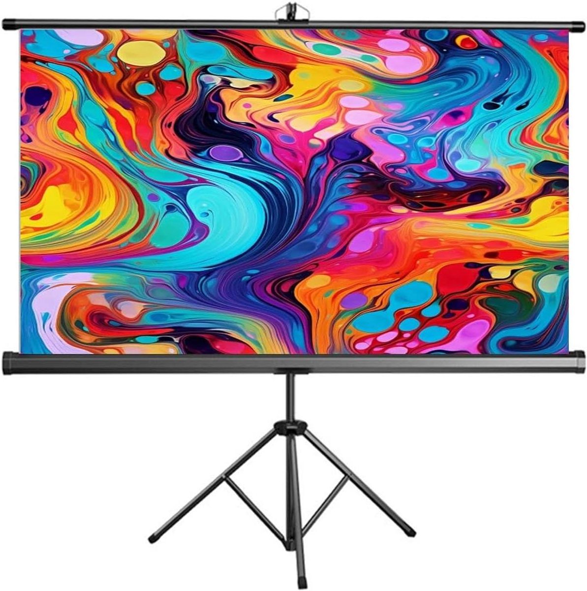 Projectiescherm met Statief - Draagbaar Scherm Oprolbaar - Thuisbioscoop Thuisfeest - HD 4K Ultra-High-Definition - 60 72 Inch - Wit