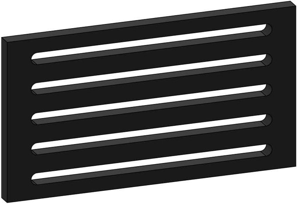 Rooster Rectangular - Asrooster Ovenrooster - Efficiënte Verbranding - Handgemaakt In Duitsland - 290x160x15 mm - Zwart