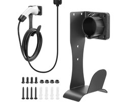 EV Lader Houder - Wandbevestiging Auto - Oplaadkabel Organiseren - Roestvrij Staal - 23x11.5 cm - Zwart