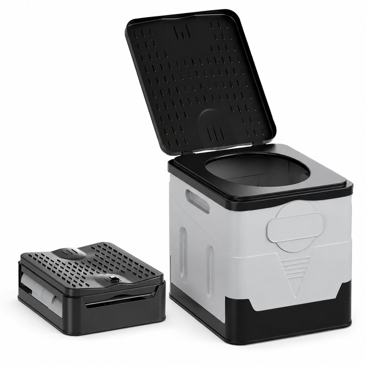 Innovastore Draagbaar toilet - Toilet - Campingtoilet - Toiletemmer - Opvouwbaar toilet - Portable toilet - WC - Zwart/Grijs