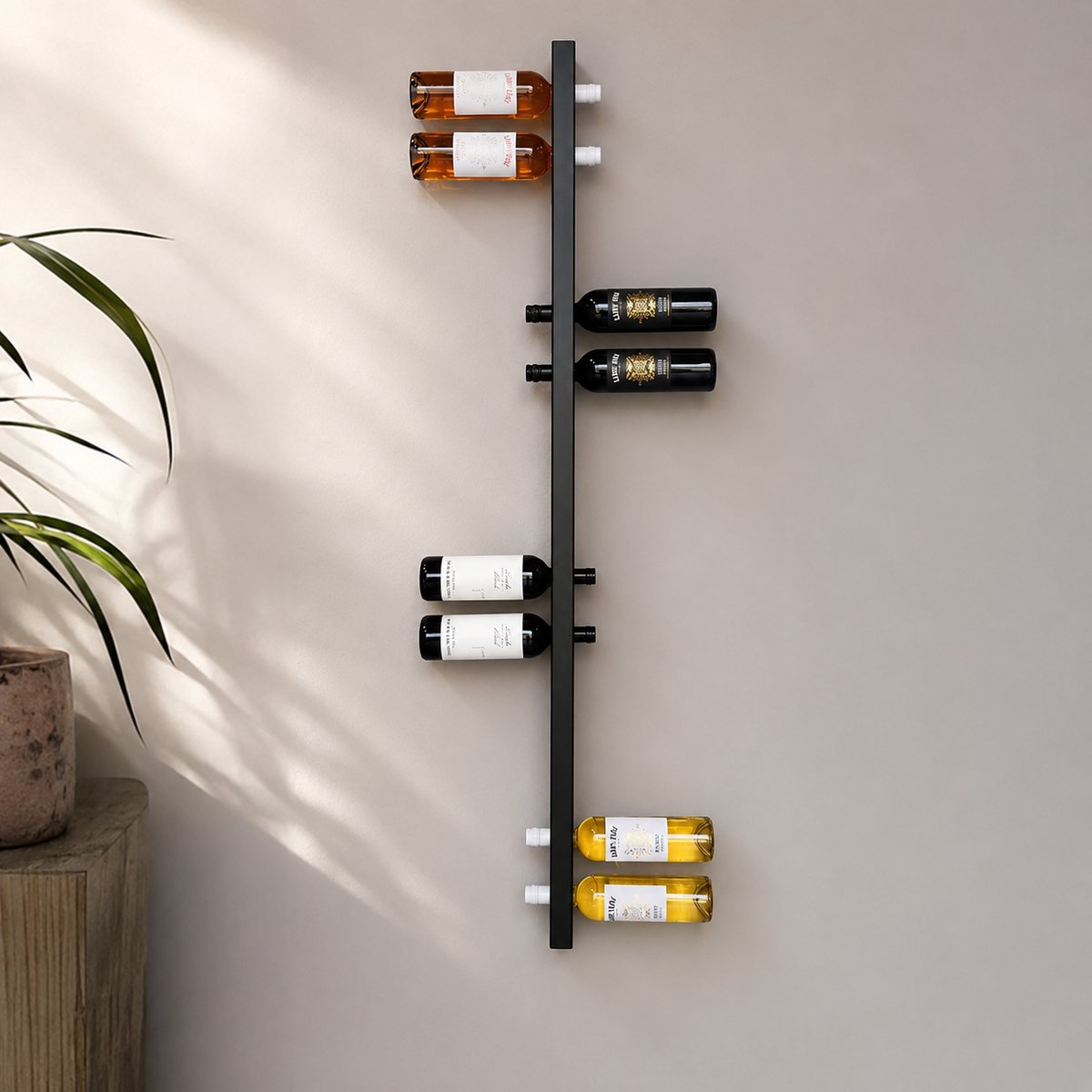 Wijnrek Koker Muur – 30 Flessen – 150cm – Staal – Zwart Gecoat | Wandhouder voor Wijnflessen