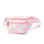 Heuptasje met Hartjes - Voor Meisjes en Dames - Gewatteerde Fanny Pack met 2 Ritsvakken - Verstelbare Buiktas & Borsttas voor Festival, Reizen & Outdoor - Roze