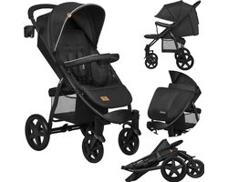 Lionelo Buggy Annet Plus – Lichtgewicht & Inklapbaar – Grote Massieve Wielen met Vering – Inclusief Voetenzak, Klamboe & Bekerhouder – Verstelbare Rugleuning & Voetsteun – Wandelwagen vanaf de geboorte tot 22 kg – Kinderwagen