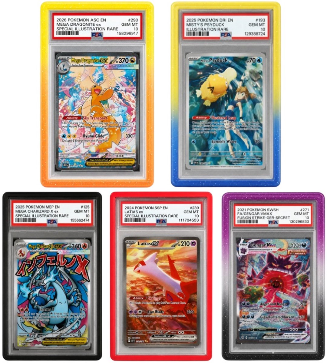 5 Stuks PSA Slab Guards - Slab Protector - TCG Beschermhoes Bumper - PSA Graded Kaarten - Gradient Bumpers - PSA Slab Guard - Slab Bumper - Geschikt voor Pokemon, One Piece, Lorcana, Yu-Gi-Oh!, Trading Cards