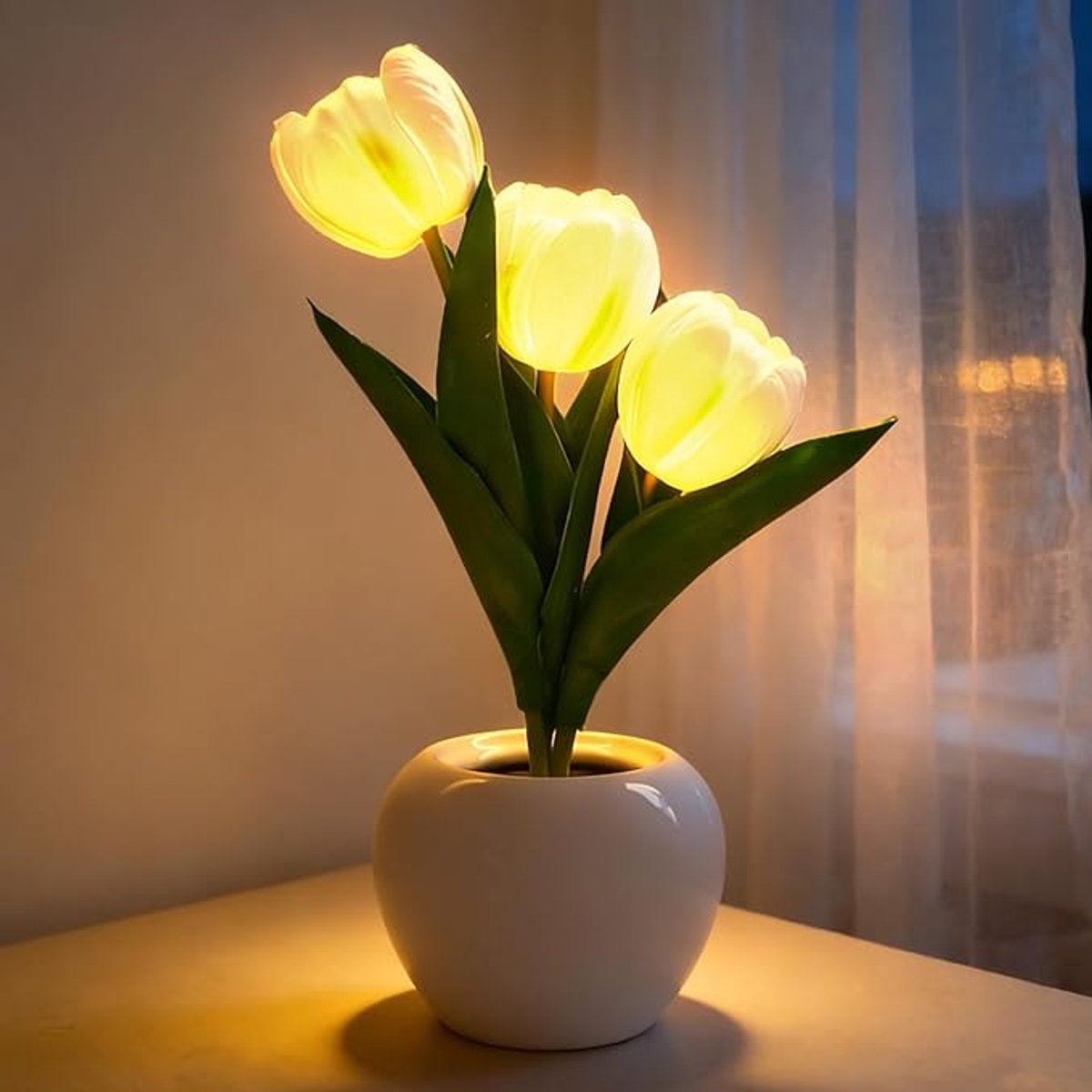 Dongcill Tulpenlamp, tulpenlamp, nachtlampje, led-tulpenlicht, geschikt voor eettafel, sla