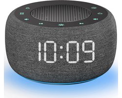 Buffbee Digital Alarm Clock Radio for Bedroom - 7 Colour Night Light, High-fidelity Sound Quality with Upward Facing Speaker, 4 Alarm Sounds, Full Range Display Dimmer for